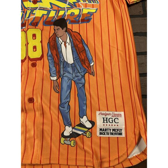 BACK TO THE FUTURE Headgear Classics Orange Baseball Jersey ~Never Worn~L XL 2XL - Picture 8 of 10